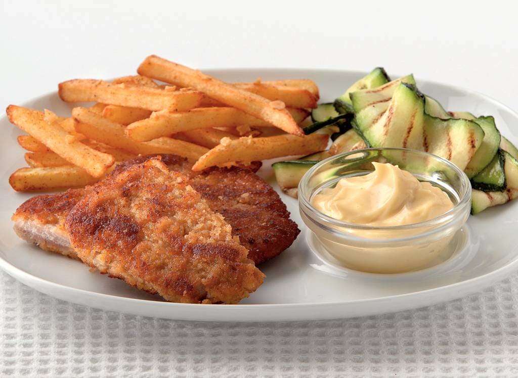 Schnitzel met gegrilde courgette