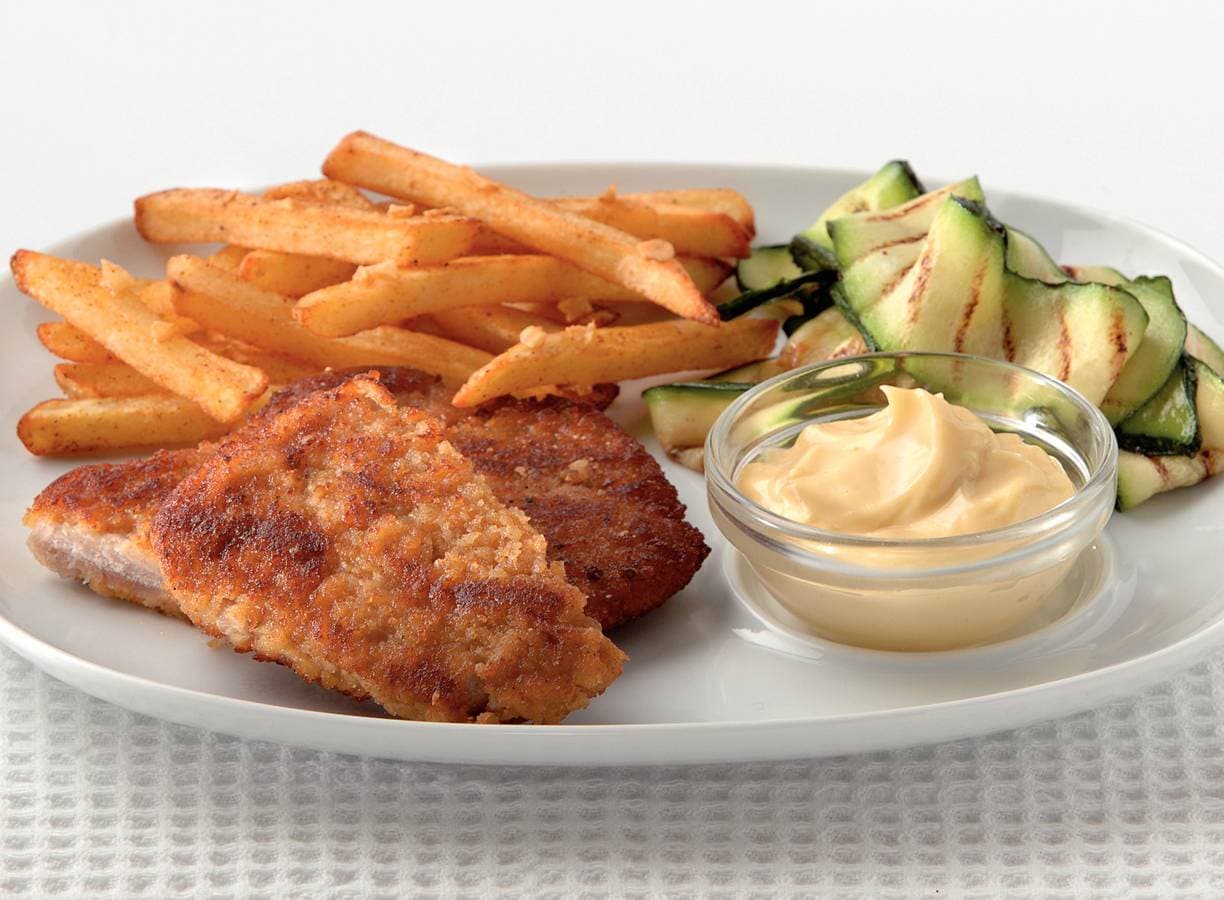 Schnitzel met gegrilde courgette