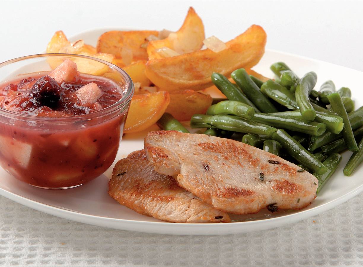 Kalkoenfilet met appel-cranberrycompote
