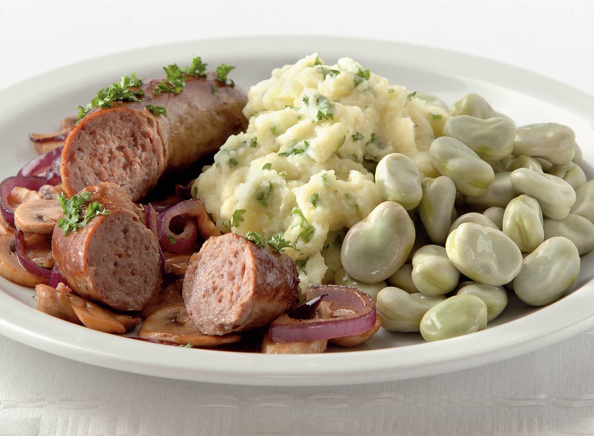 Runderbraadworst met champignons