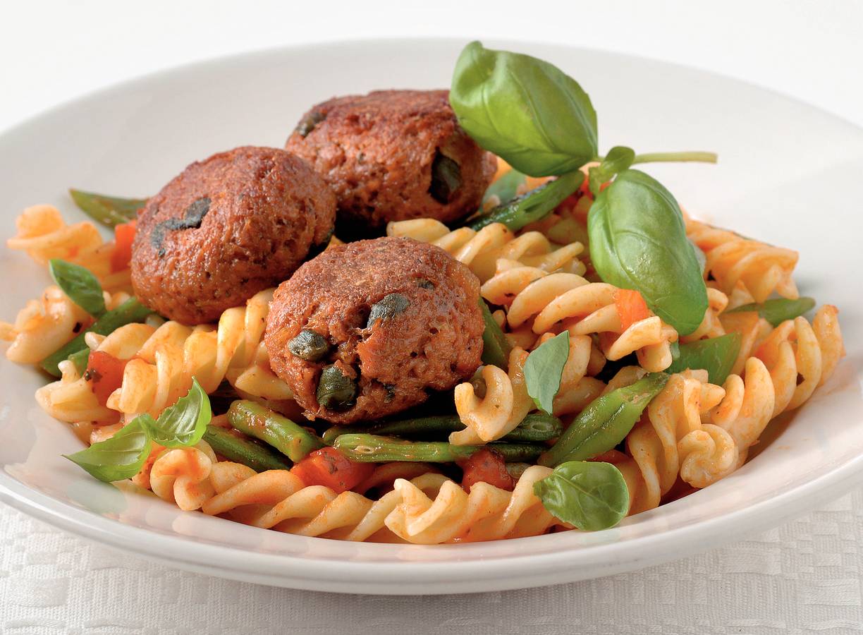 Garden Gourmet-balletjes met kappertjes en pasta