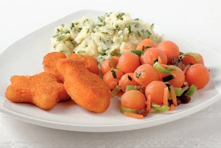 Visfiguurtjes met wortelballetjes