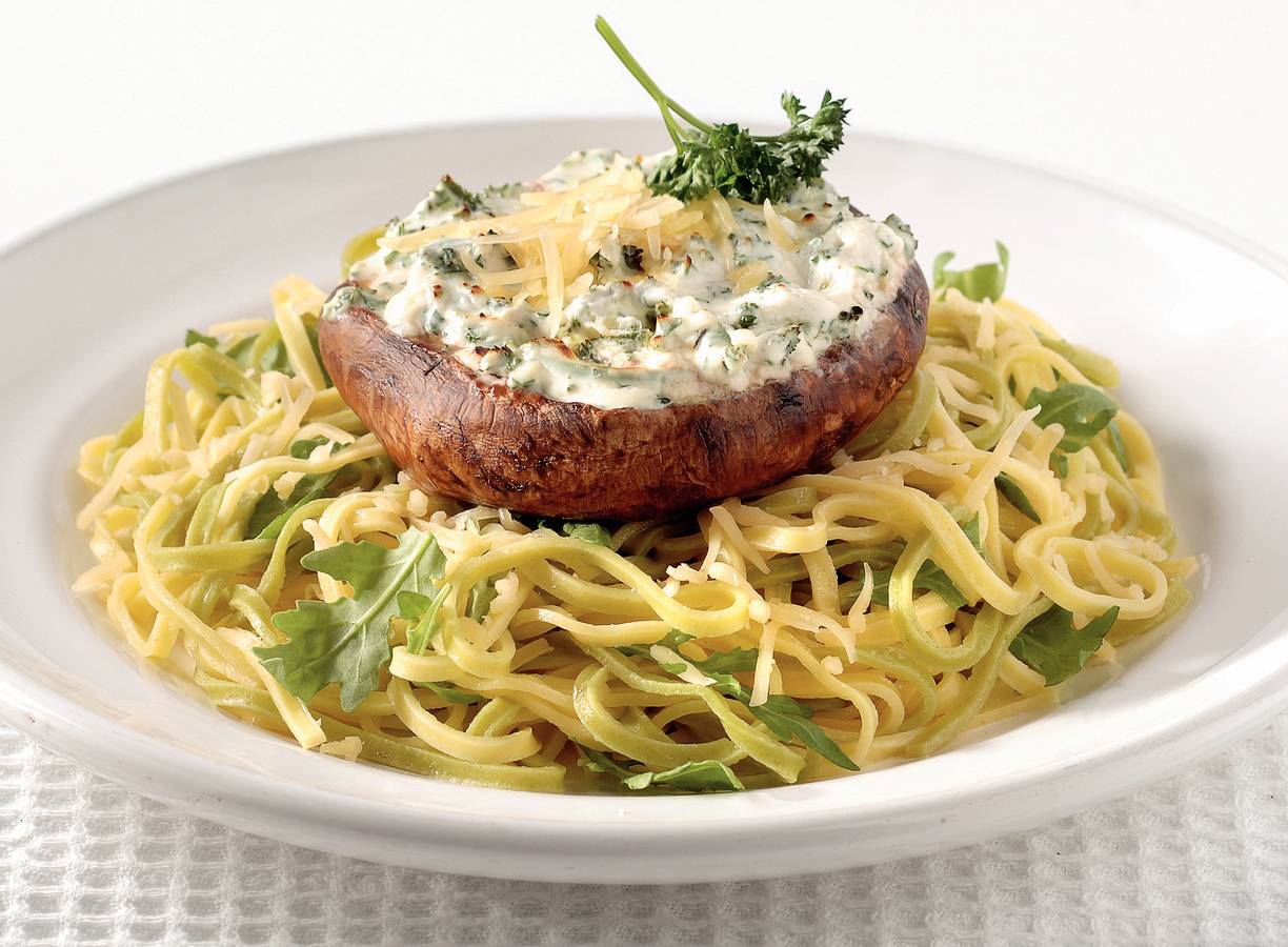 Taglioni bicolore met gevulde portobello's