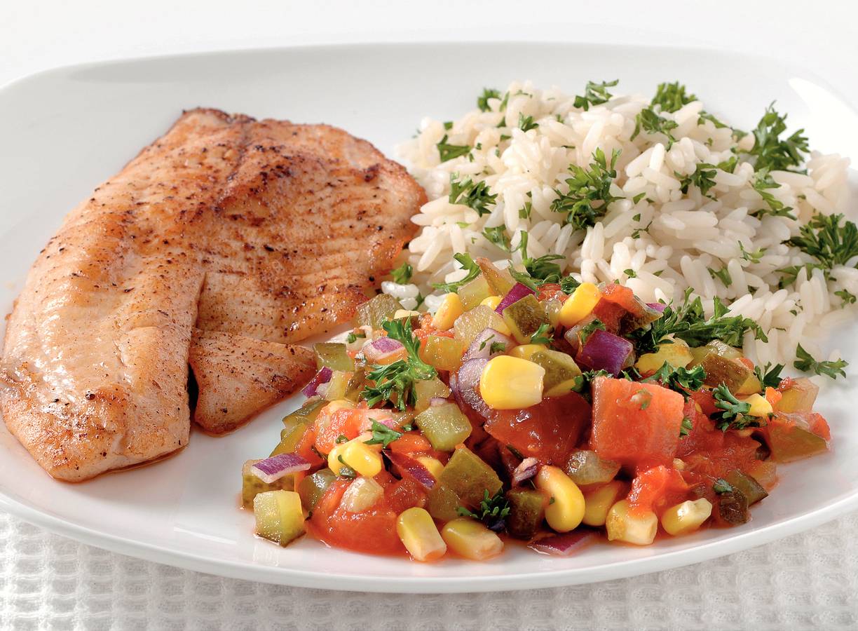 Visfilet met augurksalsa en peterselierijst