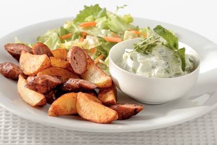 Runderchipolata met komkommeryoghurt