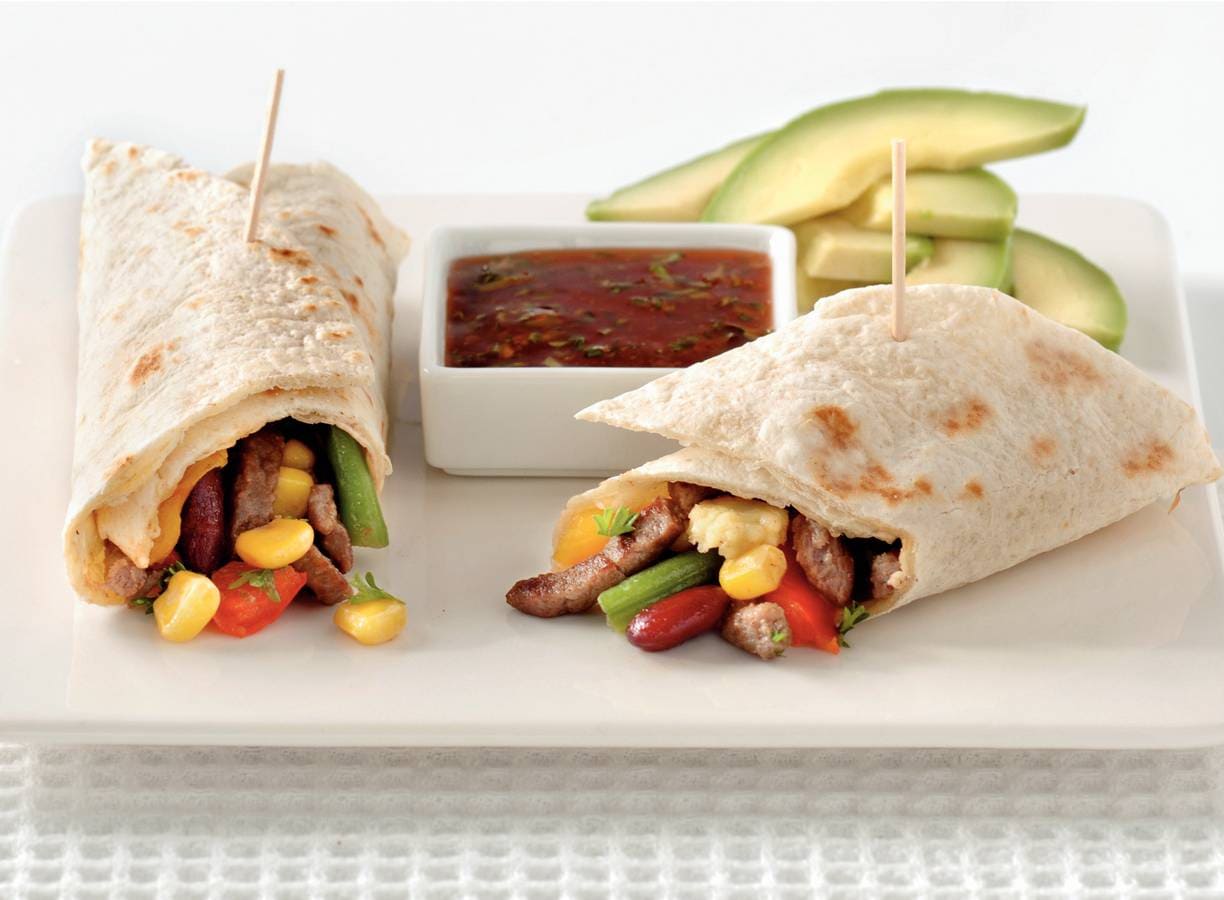 Wraps met chili-peterseliedip
