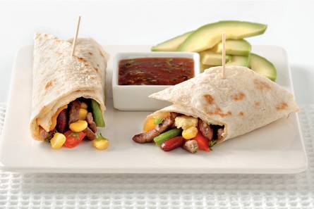 Wraps met chili-peterseliedip