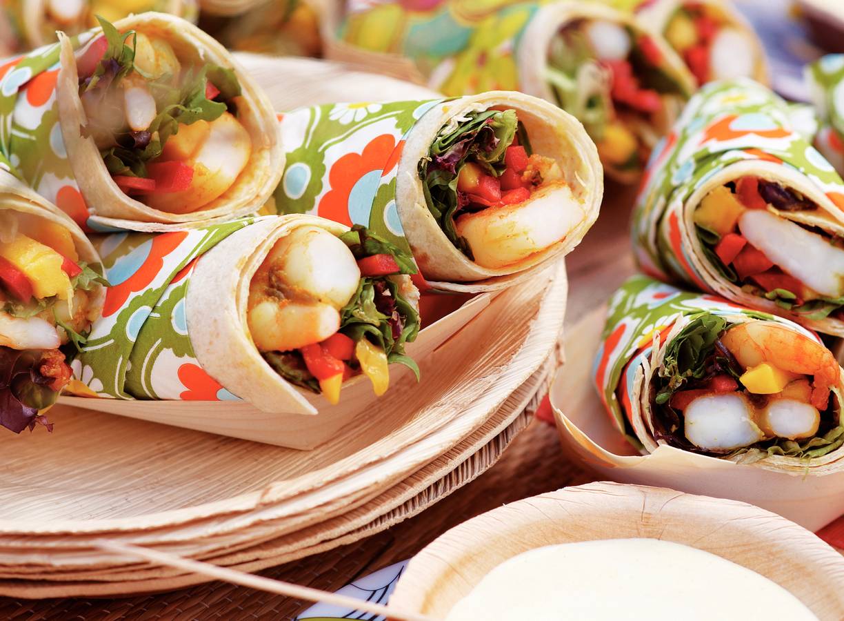 Wraps met kerriegarnalen