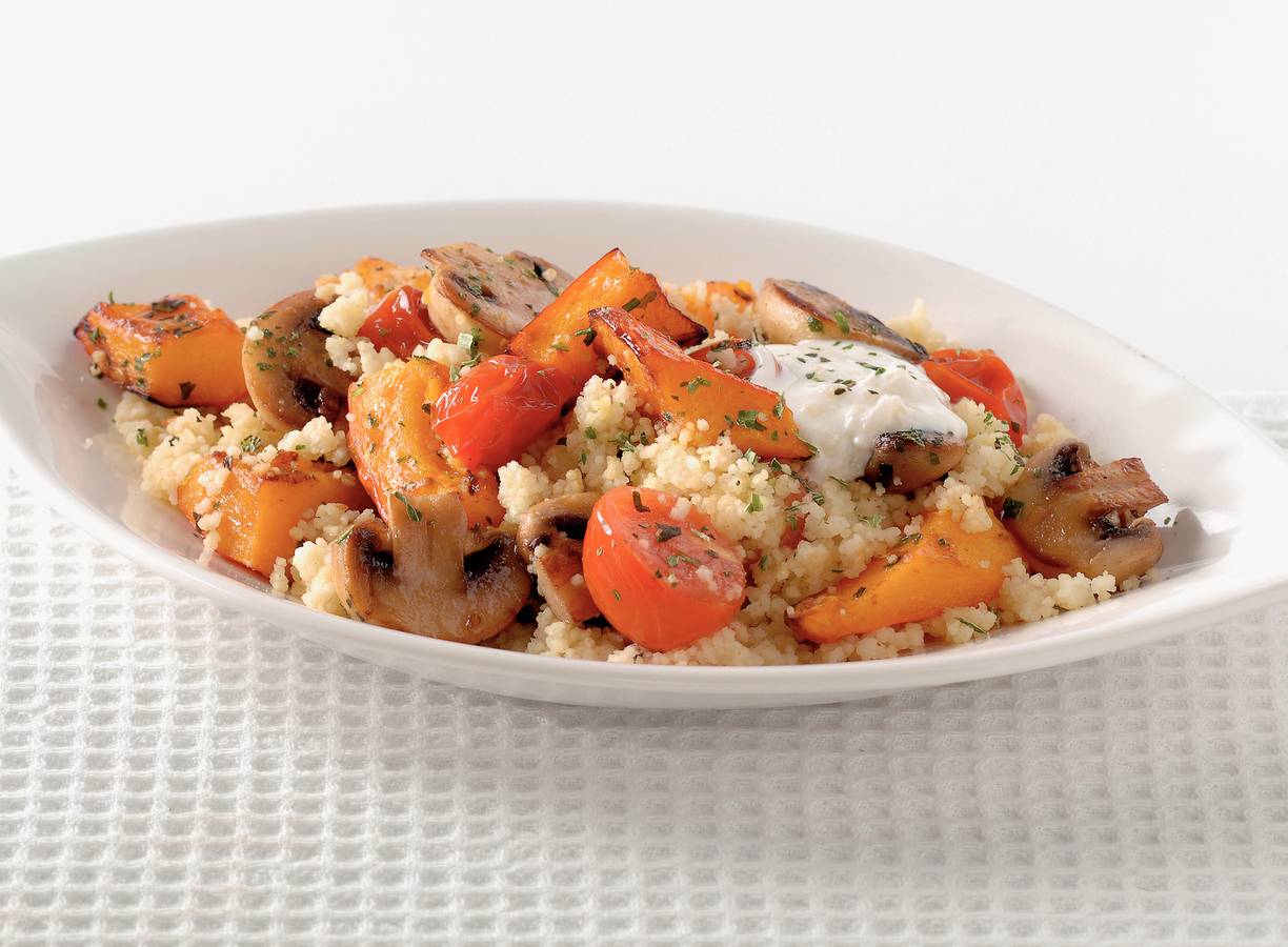 Pompoencouscous met champignons