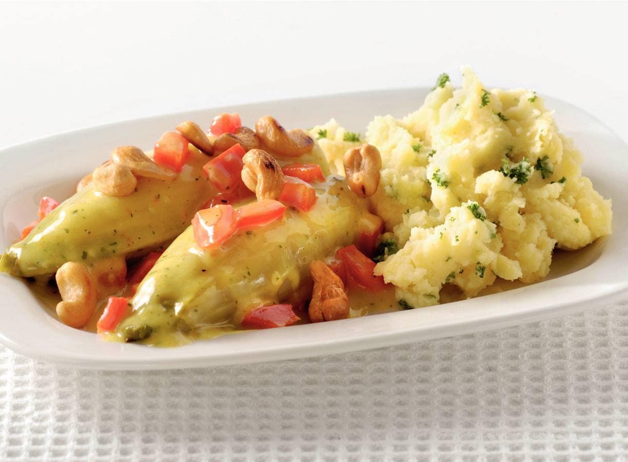 Kerriewitlof met peterseliepuree
