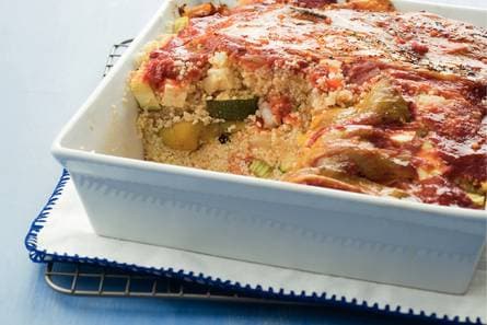 Ovenschotel van couscous en gele paprika