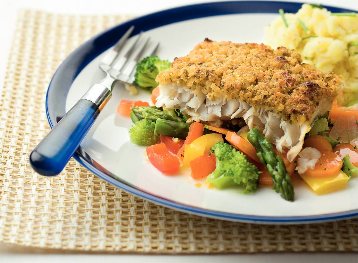 Visvariatie met bieslookpuree
