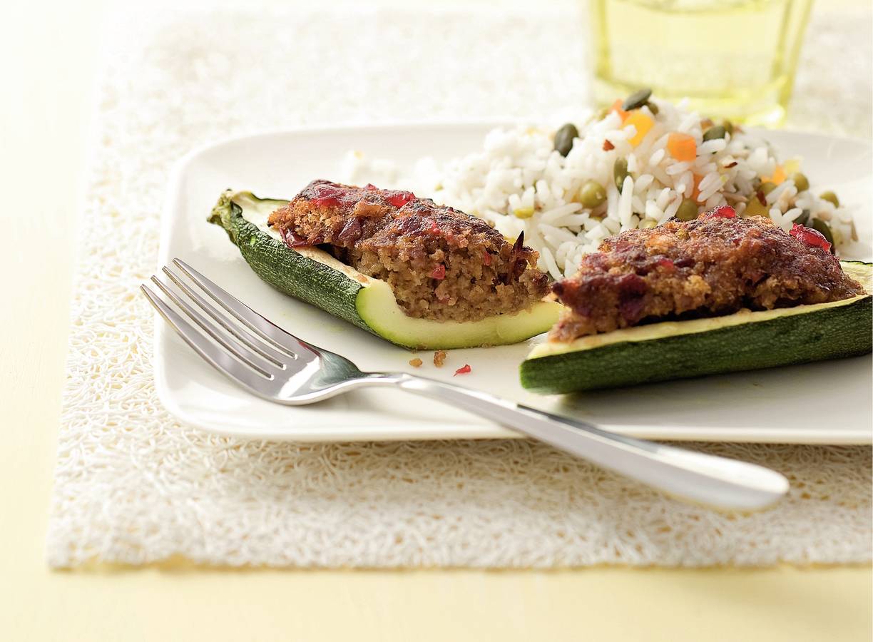 Gevulde courgette met cranberrygehakt