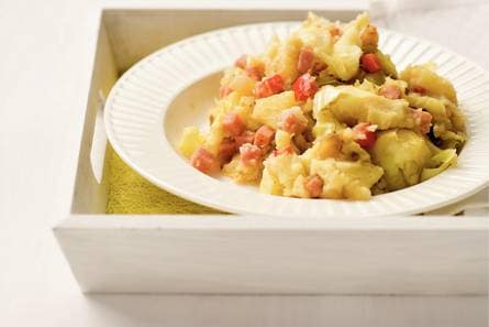 Spitskoolstamppotje met ham en ananas