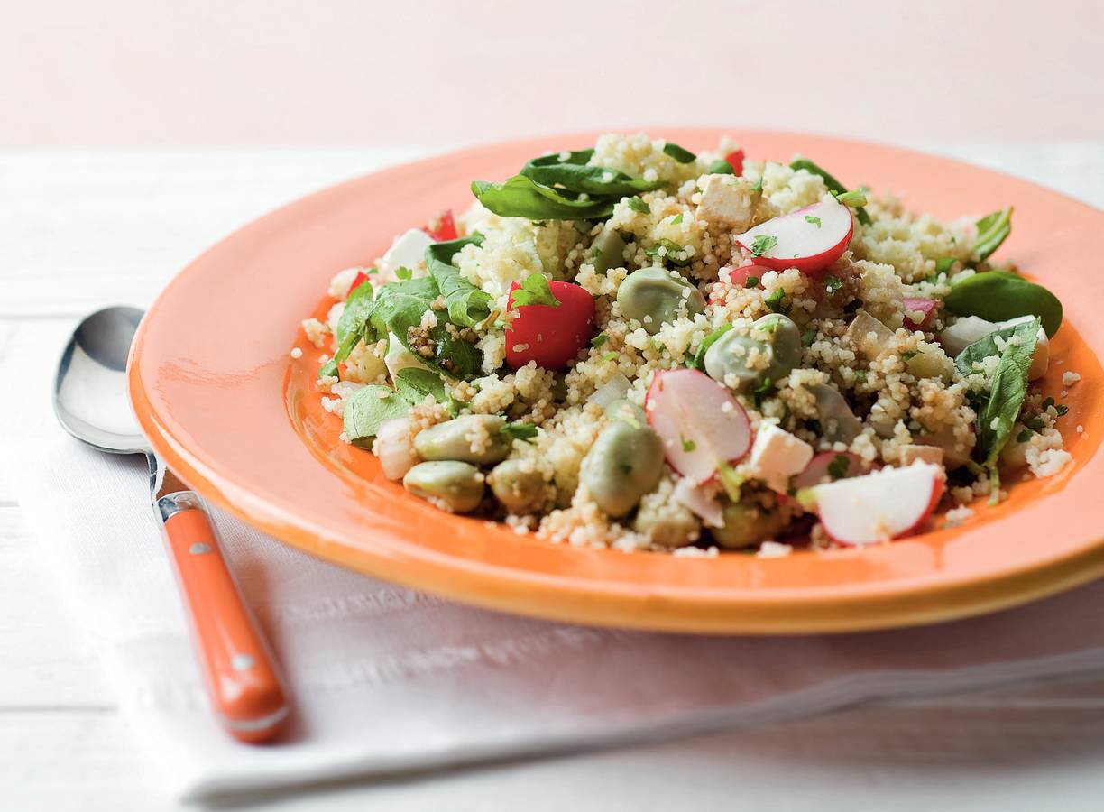 Couscous met tuinboontjes en witte kaas