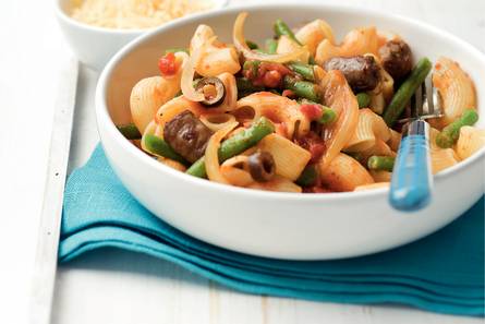 Macaroni met sperziebonen