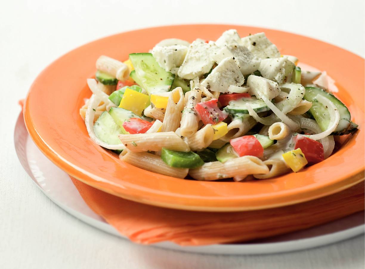 Pastasalade met geitenkaas