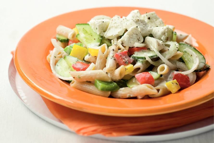 Pastasalade met geitenkaas