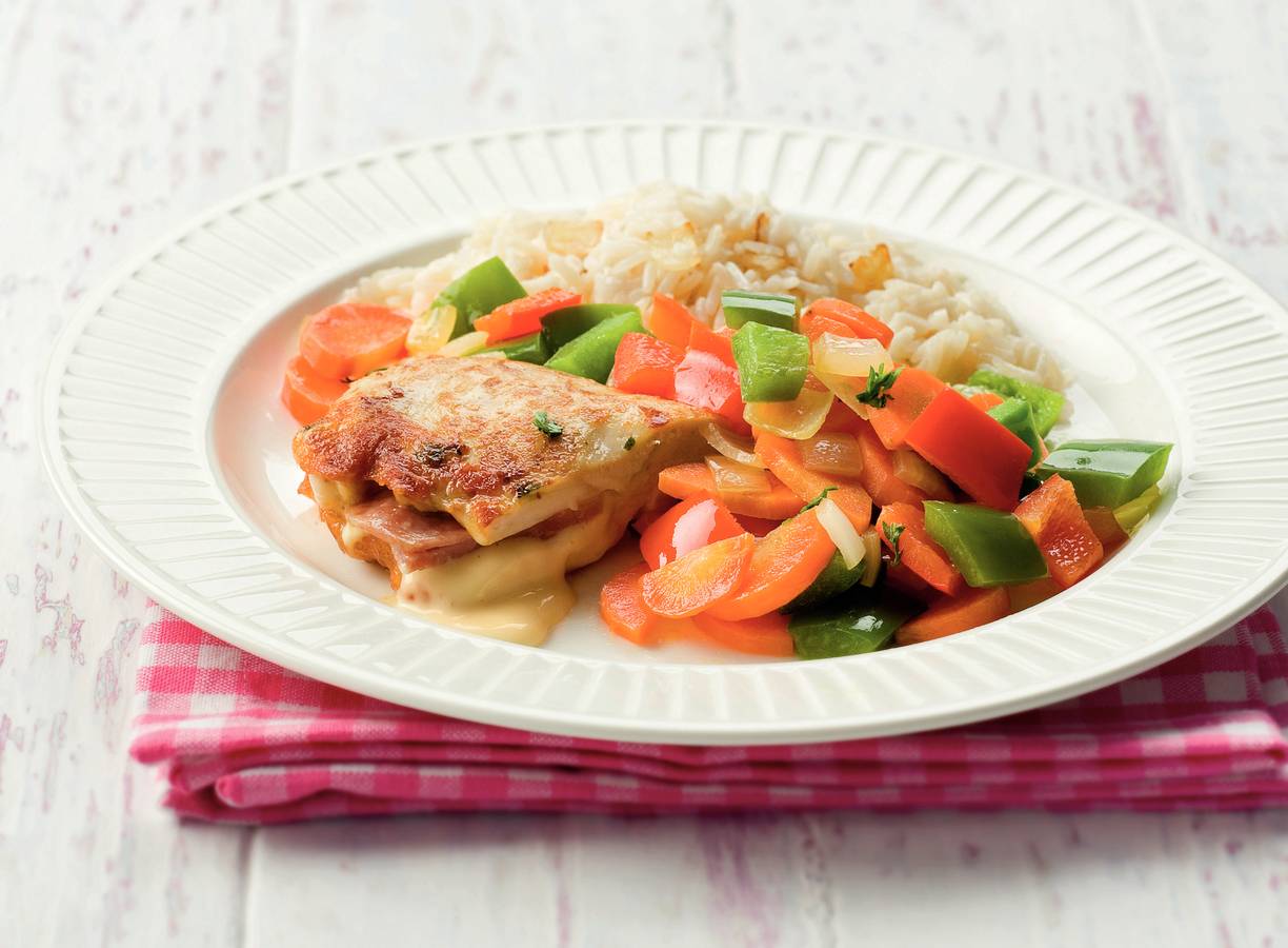 Gevulde kip met paprika en rijst