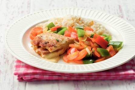 Gevulde kip met paprika en rijst