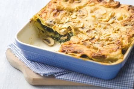 Lasagne met champignons en spinazie