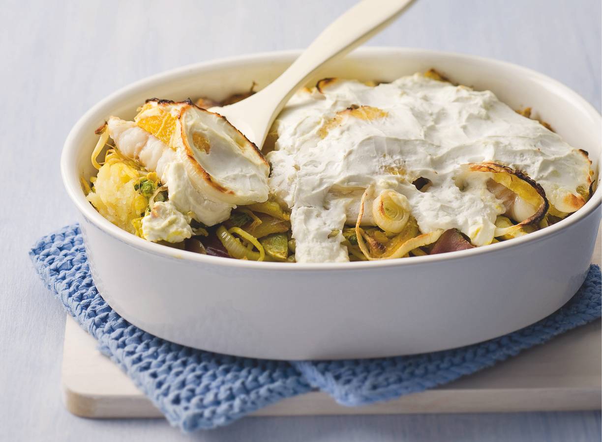 Visschotel met yoghurt en sinaasappel