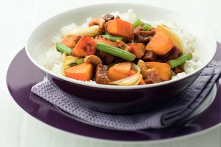 Pompoen met tofu en cashewnoten