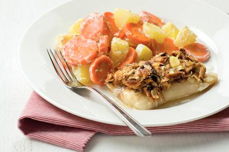 Koolvis met gerookte makreel