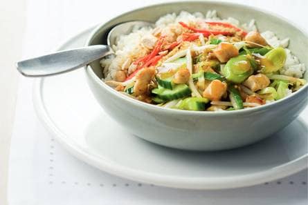 Chinese wokschotel met kalkoen