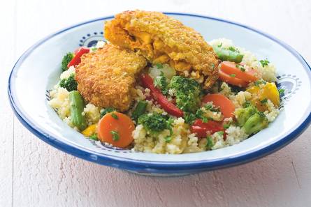 Couscous met kipburgers