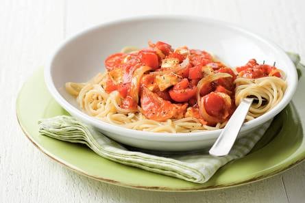 Spaghetti verdure met geitenkaas