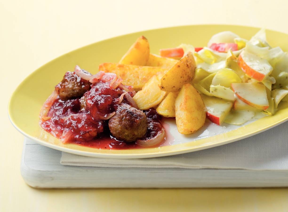 Gehaktballetjes in cranberrysaus