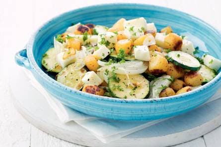 Aardappel-courgettepannetje met Franse kaas