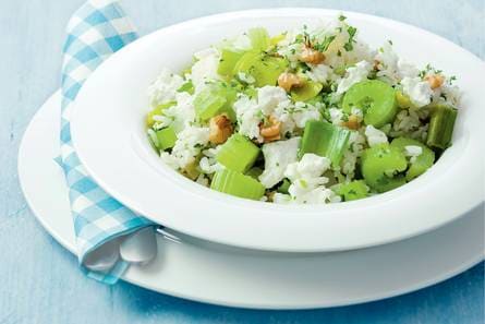 Risotto met bleekselderij, prei en geitenkaas