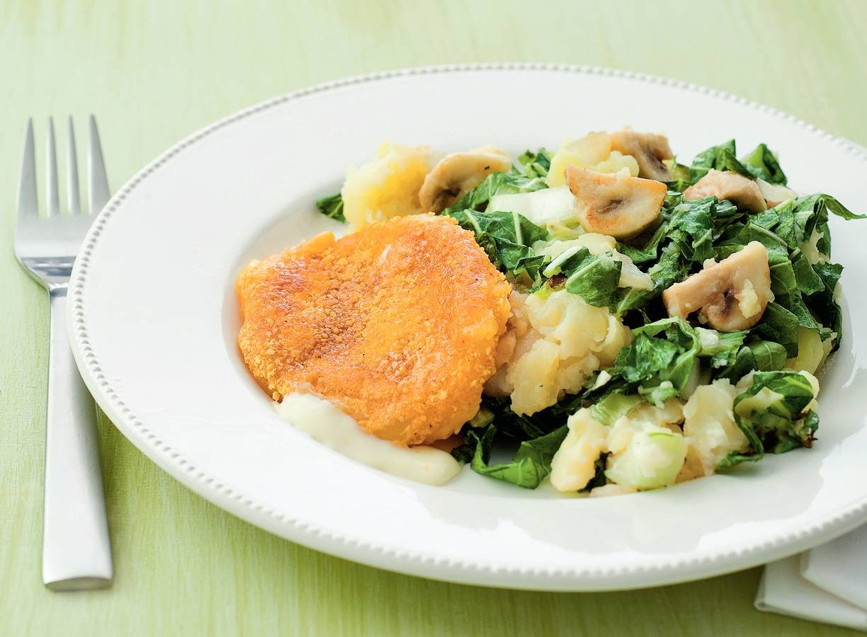 Kaasschnitzel met paksoistamppotje