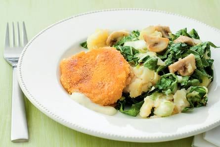 Kaasschnitzel met paksoistamppotje