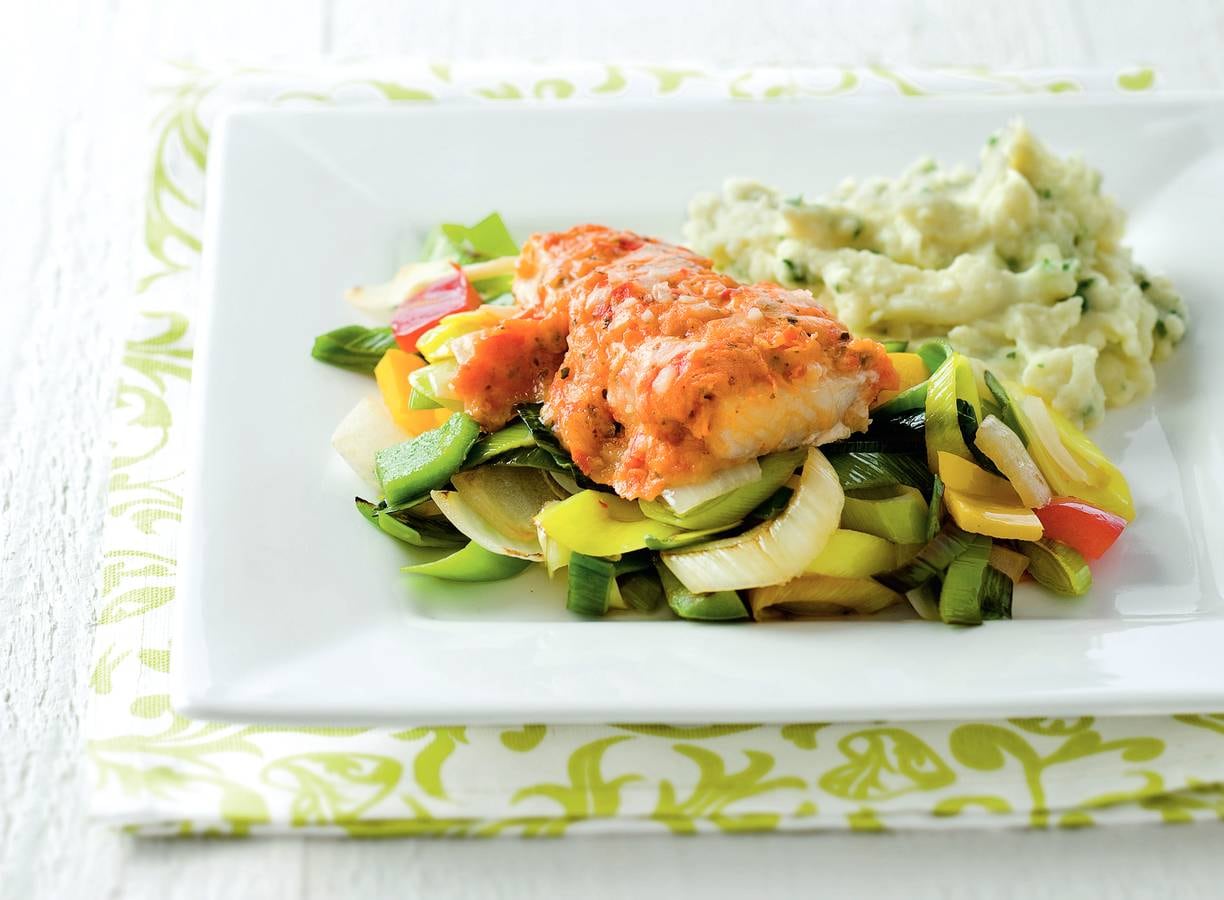 Visvariatie met aardappelpuree