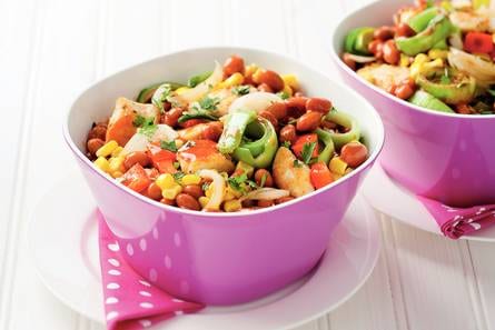 Chilibonen met kip en mais