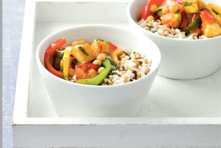 Meergranenrijst met vegetarische chilisaus