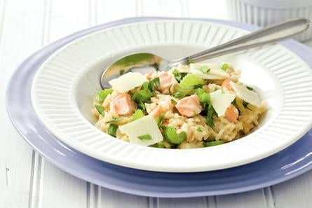 Zalmrisotto met bleekselderij