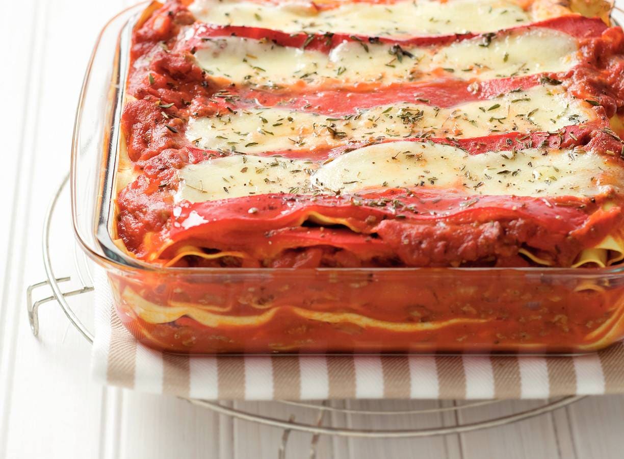 Lasagne met geroosterde paprika