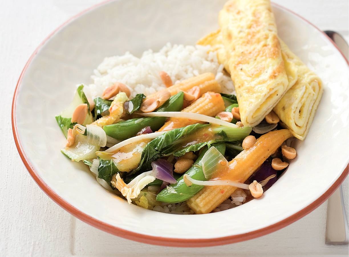 Indische groenten met omelet