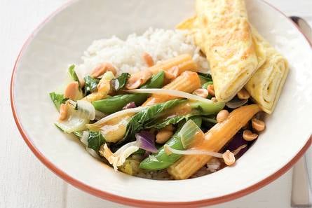 Indische groenten met omelet