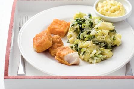 Preistamppot met kibbeling