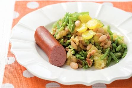 Stamppot met snijbonen en rookworst