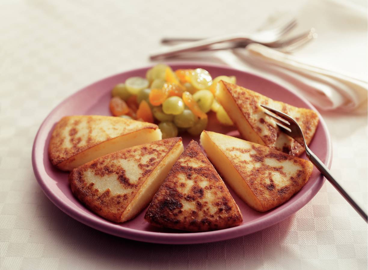 Gebakken griesmeelpunten met druivensalsa
