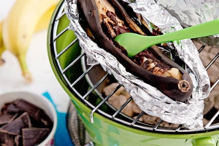 Banaan met chocolade en rum