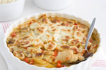 Ovenschotel met tilapia, witlof en banaan