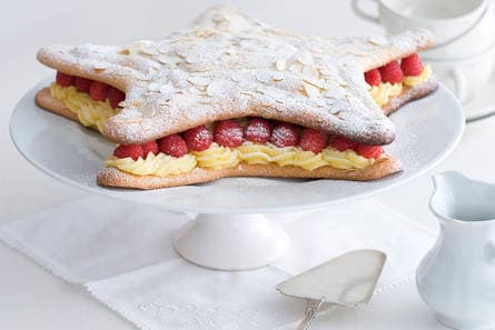 Amandelster met frambozen