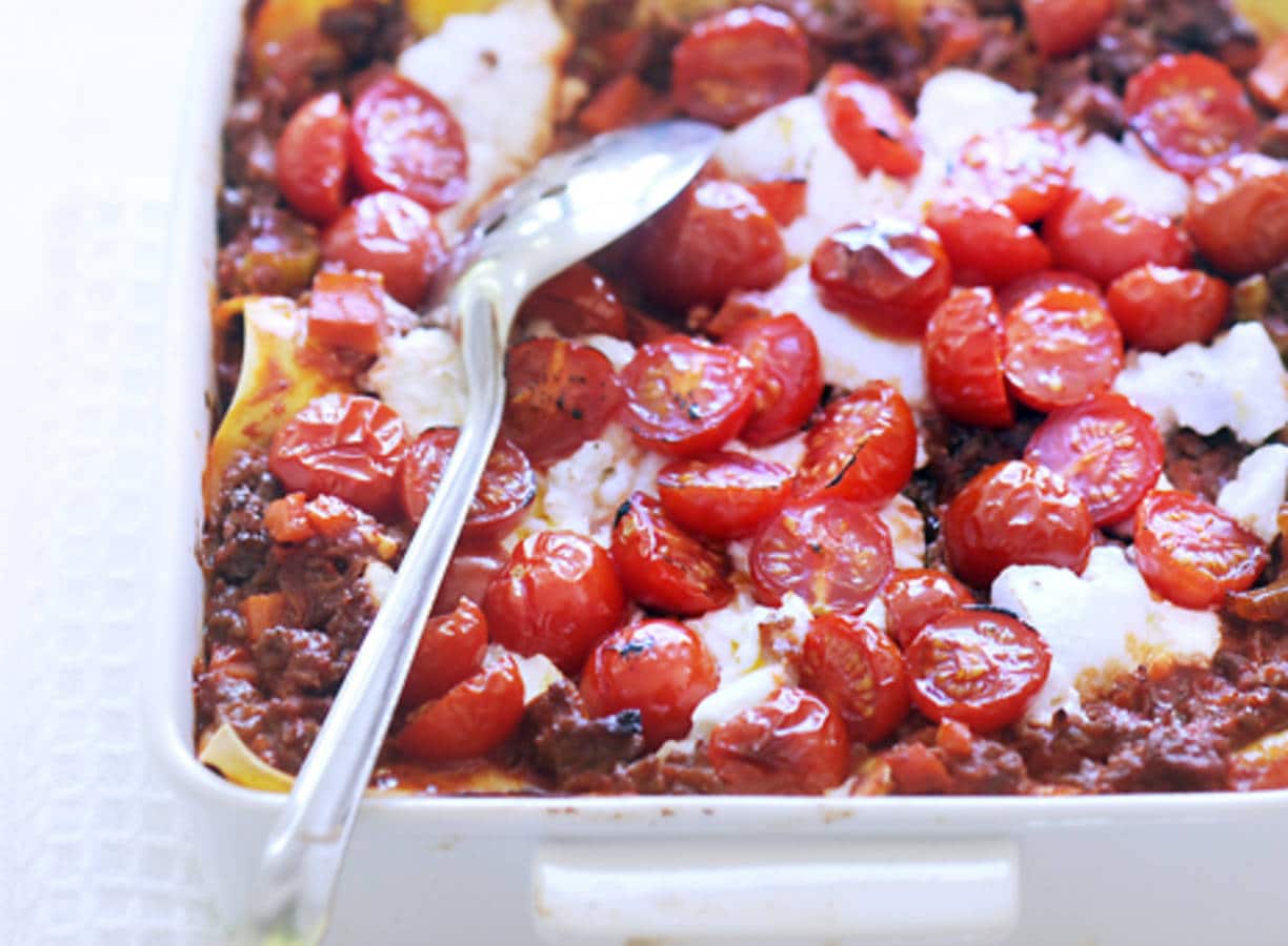 Lasagne met ricotta en tomaat
